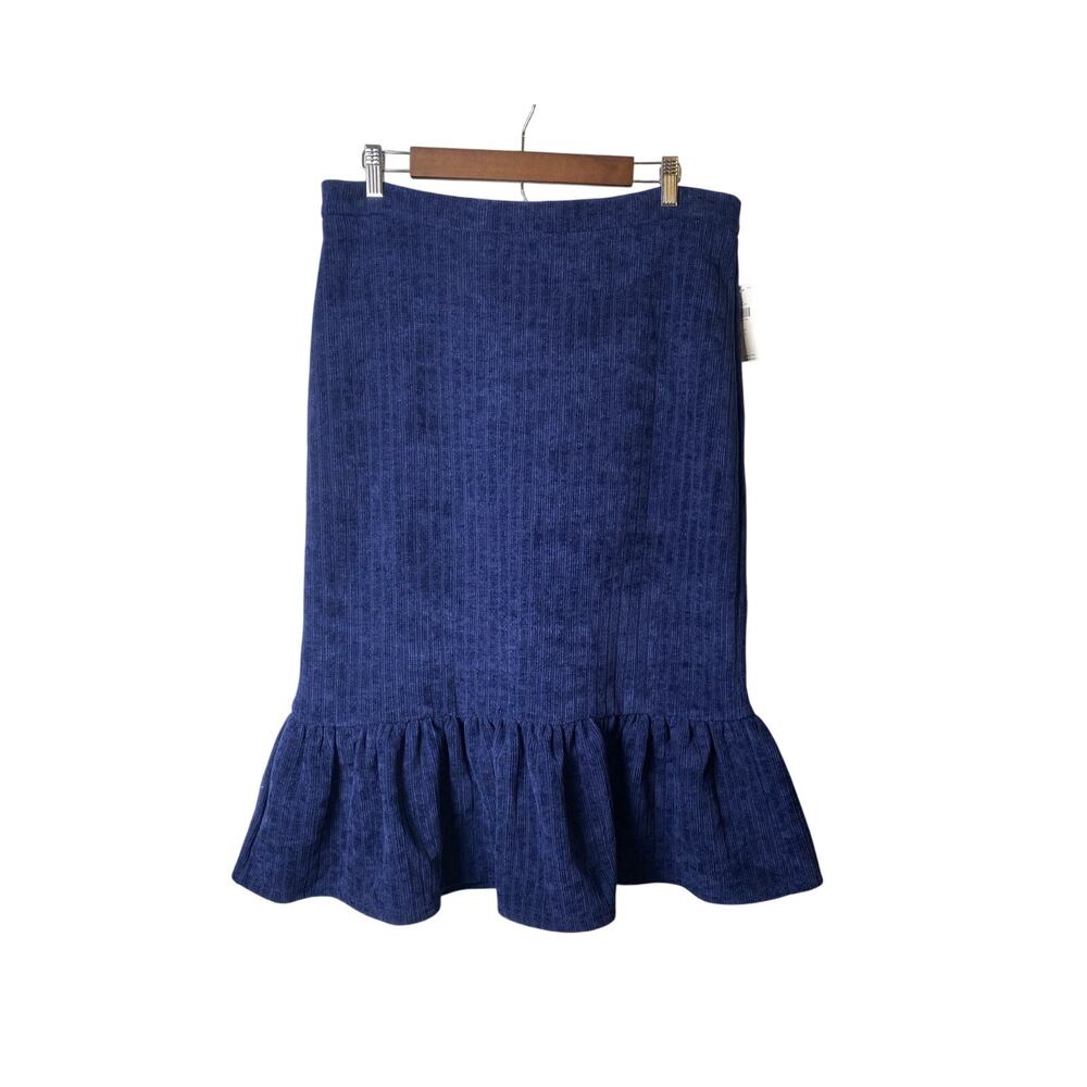 MAEVE by Anthropolgie Nell Flounced Navy Blue Midi Skirt Women's Size Large NWT - Picture 2 of 10